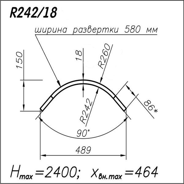Панель R242 18 мм выпуклая